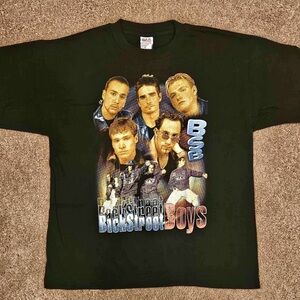 Vintage 90’s Backstreet Boys Black Rap Tee Medium Double sided Rare Deadstock